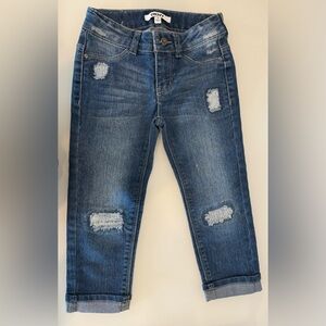 DKNY Girl's Distressed Denim Capri Pants
Size: 7 - Color: BLUE